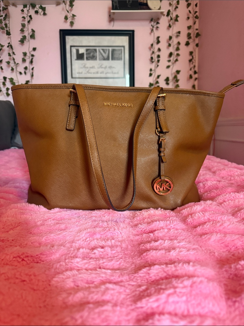 Michael Kors Brown Leather Tote Bag